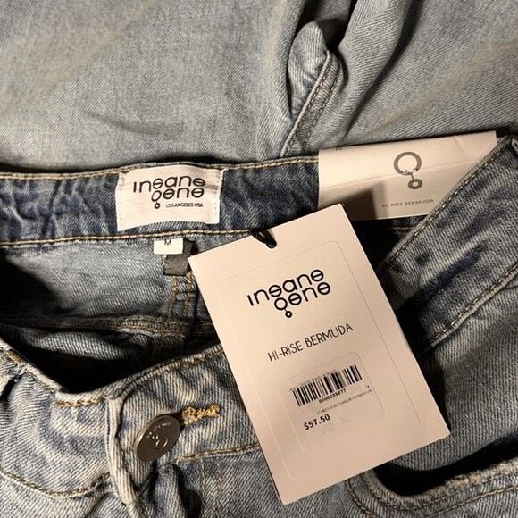Insane Gene Los Angeles NWT Denim Hi Rise Bermuda Shorts Size M - Picture 3 of 3